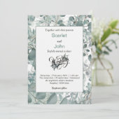 水モダン色セージグリーンユーカリ結婚カリのs#3 招待状 (スタンド正面)