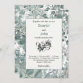 水モダン色セージグリーンユーカリ結婚カリのs#3 招待状 (正面/裏面)