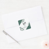 水モダン色セージ緑ユーカリ結婚カリ スクエアシール (封筒)