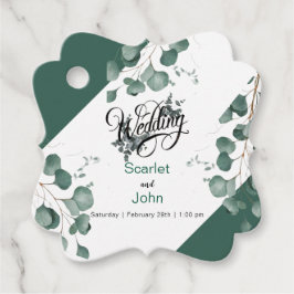 水モダン色セージ緑ユーカリ結婚カリ フェイバータグ