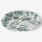 水モダン色セージ緑ユーカリ結婚カリ#5 ペーパープレート (アングル)