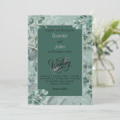 水モダン色セージ緑ユ結婚ーカリ2 招待状 (スタンド正面)