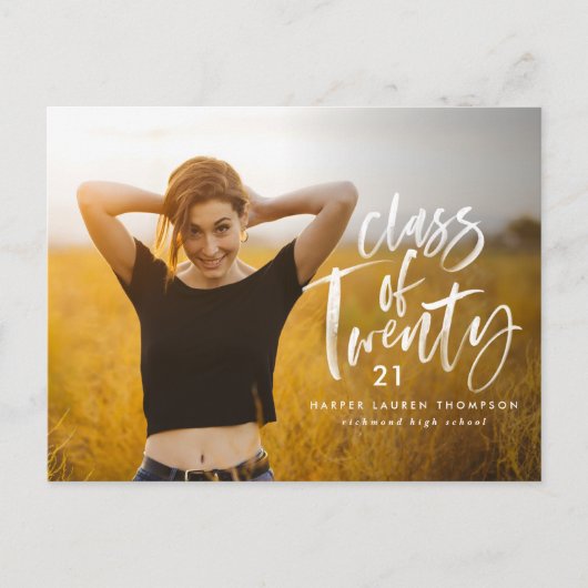 水モダン色タイポグラフィ大学院写真 インビテーションポストカード (正面)