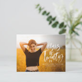 水モダン色タイポグラフィ大学院写真 インビテーションポストカード (スタンド正面)