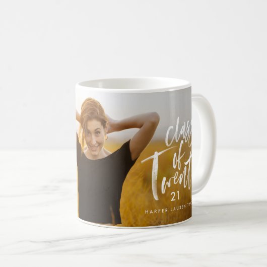 水モダン色タイポグラフィ大学院写真invita コーヒーマグカップ (正面右)