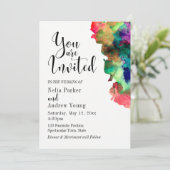 水モダン色タイポグラフィ結婚ズ 招待状 (スタンド正面)