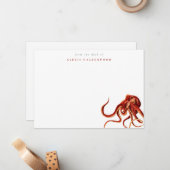 水モダン色タコパーソナライズされた ノートカード (正面/裏面インサイチュ)