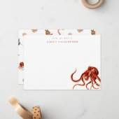 水モダン色タコパーソナライズされた ノートカード (正面/裏面インサイチュ)