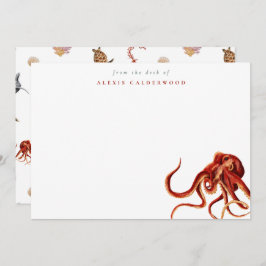 水モダン色タコパーソナライズされた ノートカード