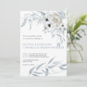 水モダン色ダスティブ淡い色のルーブルーフローラ 招待状 (スタンド正面)