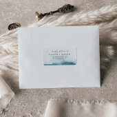 水モダン色ティール（緑がかった色）ウェディングRSVP住所 シール