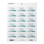 水モダン色ティール（緑がかった色）ウェディングRSVP住所 シール (フルシート)