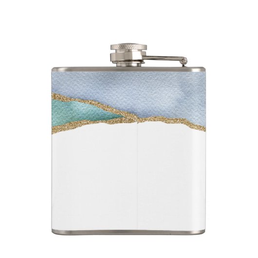 水モダン色ティール（緑がかった色）ダスティブルー氏結婚の フラスク (裏面)