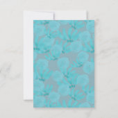 水モダン色ティール（緑がかった色）ブルーフローラデザイン 出欠カード (裏面)