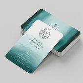 水モダン色ティール（緑がかった色）プロフェッショナルロゴ 名刺