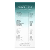 水モダン色ティール（緑がかった色）事業サロン価格表 ラックカード (正面)