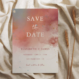 水モダン色テラコッタウェディング日付を保存 招待状