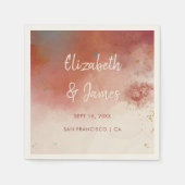 水モダン色テラコッタデザートボホ結婚ズ スタンダードカクテルナプキン (正面)