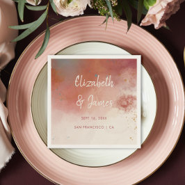 水モダン色テラコッタデザートボホ結婚ズ スタンダードカクテルナプキン