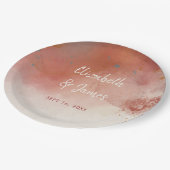 水モダン色テラコッタデザートボホ結婚ズ ペーパープレート (アングル)