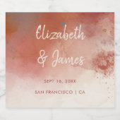 水モダン色テラコッタデザートボホ結婚ズ リキュールボトルラベル (シングルラベル)