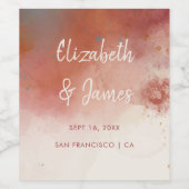 水モダン色テラコッタデザートボホ結婚ズ ワインラベル (シングルラベル)