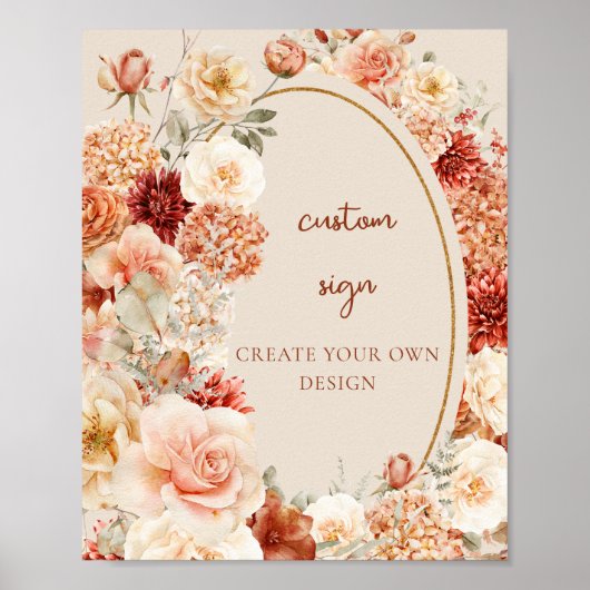 水モダン色テラコッタブルゴーニュカスタムーサイン ポスター (正面)