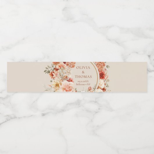 水モダン色テラコッタブルゴーニュ赤面フローラ ペットボトルラベル (シングルラベル)