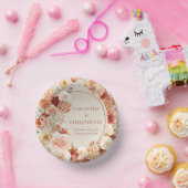 水モダン色テラコッタブルゴーニュ赤面フローラ ペーパーボウル (パーティー)