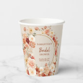 水モダン色テラコッタブルゴーニュ赤面フローラ 紙コップ (裏面)