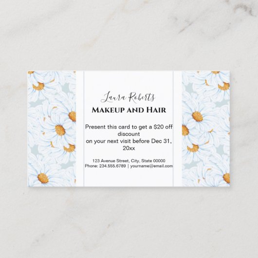 水モダン色デイジーフローラ 割引カード (裏面)