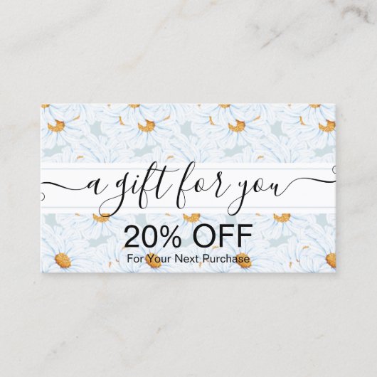 水モダン色デイジーフローラ 割引カード (正面)