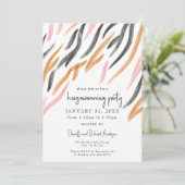 水モダン色デコストライプの引っ越し祝いパーティーパーティー 招待状 (スタンド正面)