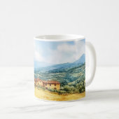 水モダン色トスカーナ地中海のカントリー側 コーヒーマグカップ (正面右)