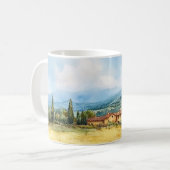 水モダン色トスカーナ地中海のカントリー側 コーヒーマグカップ (正面左)