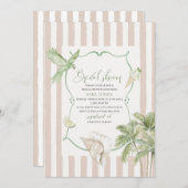 水モダン色トロピカルビーチパームセレニティサン 招待状 (正面/裏面)