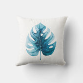 水モダン色トロピカルブルーモンステラ葉 クッション (裏面)