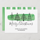 水モダン色ドードルクリスマスカード シーズンカード (正面/裏面)