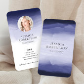 水モダン色ネイビーブルーエレガント写真 名刺