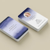 水モダン色ネイビーブルーエレガント写真 名刺