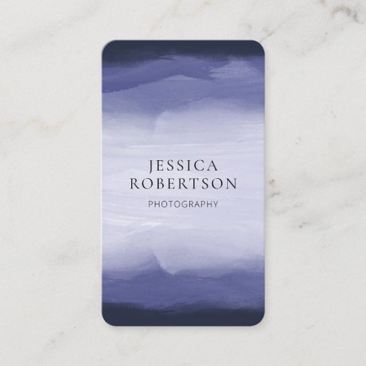 水モダン色ネイビーブルーソーシャルメディアQRコード 名刺 (正面)