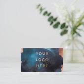 水モダン色ネイビーブルーバラ金ゴールド 名刺 (スタンド正面)