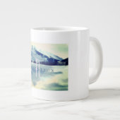 水モダン色ネイビーブルーマウンテンモノグラム ジャンボコーヒーマグカップ (正面右)