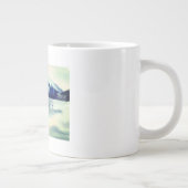 水モダン色ネイビーブルーマウンテンモノグラム ジャンボコーヒーマグカップ (右)