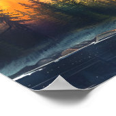 水モダン色ノーザンライトアットレイクファインアート ポスター (角)