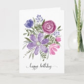 水モダン色ハッピーバースデー カード (正面)