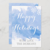 水モダン色ハッピーホリデーズクリスマス シーズンカード (正面/裏面)