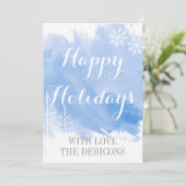 水モダン色ハッピーホリデーズクリスマス シーズンカード (スタンド正面)