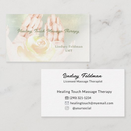 水モダン色ハンドマッサージセラピスト3 名刺 (正面/裏面)