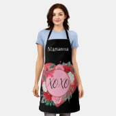 水モダン色ハートフローラパーソナライズされたエプロン エプロン (着用した状態)